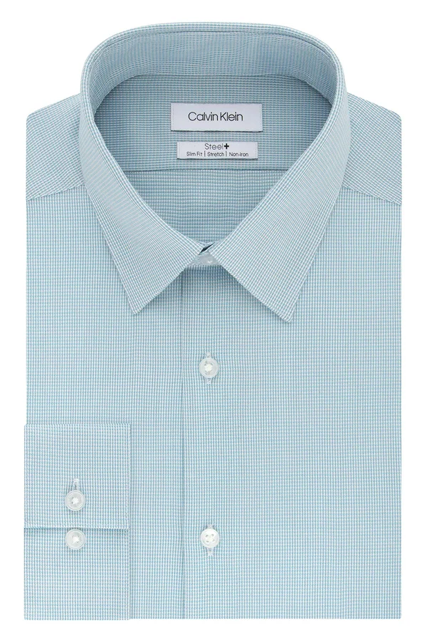 Calvin Klein Men's Dress Shirt Slim Fit Non Iron Stretch Solid