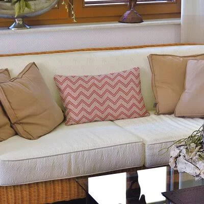 Classic Hand Drawn Chevron Pattern Lumbar Pillow East Urban Home Color: Red/White, Fill Material: No Fill