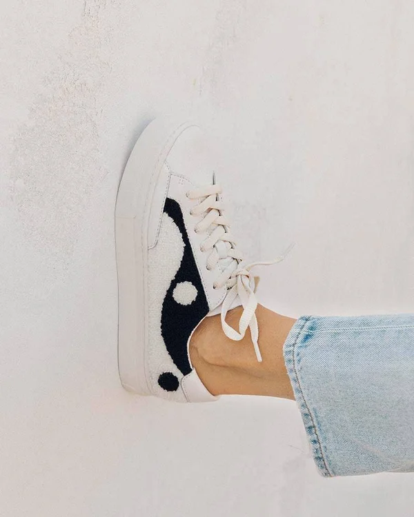 Yin Yang Platform Sneaker Coral, White, 11