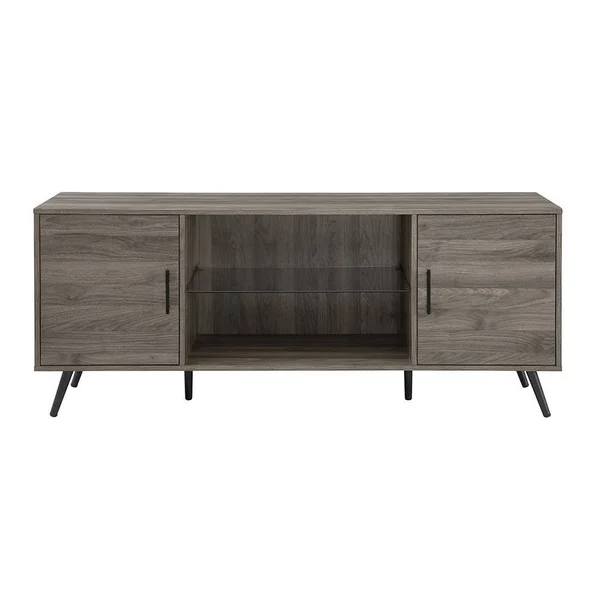 Saracina Home 60 Mid Century Modern TV Stand Slate Gray