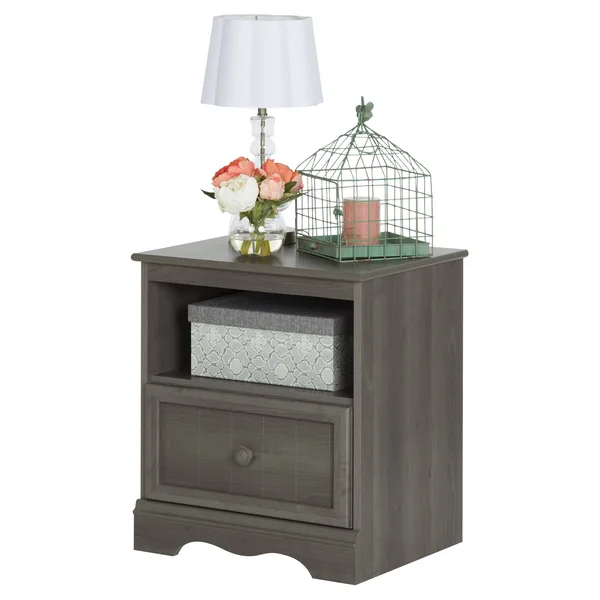 South Shore Savannah 1-Drawer Nightstand Gray Maple