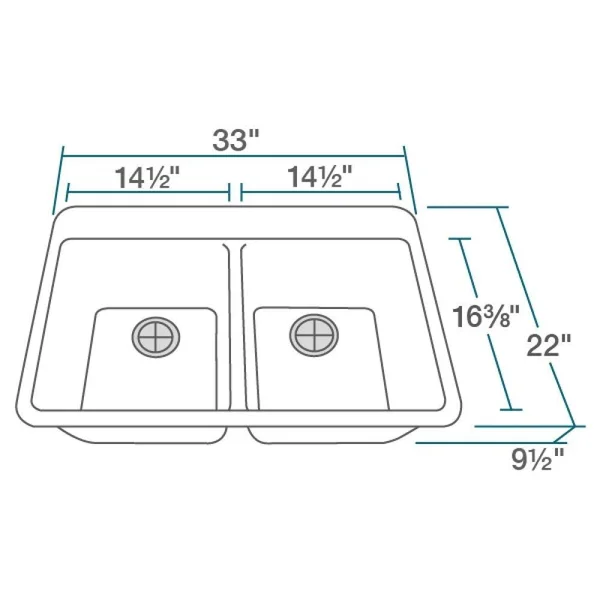 Mr Direct White Quartz Granite 33 in. Double Bowl Drop-in Kitchen Sink with Matching Strainers