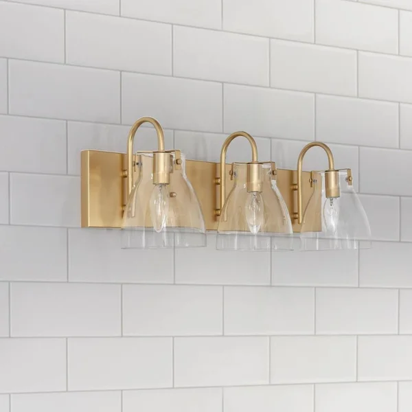 New World Decor Pursuit 3-Light Gold Modern/Contemporary Vanity Light Bar, IVARYZLWS359296