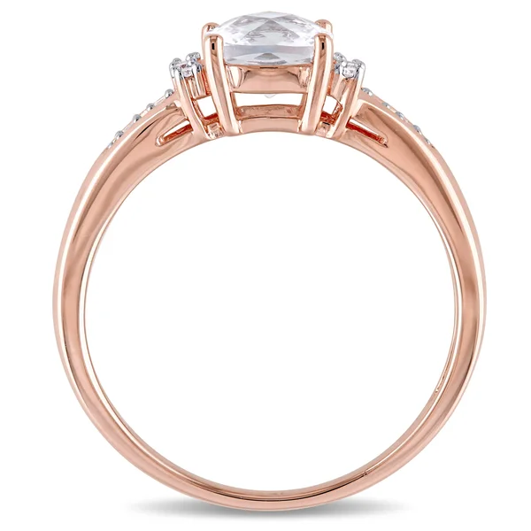 Miadora 10K Rose Gold Created White Sapphire and Diamond Accent Engagement Ring - 7