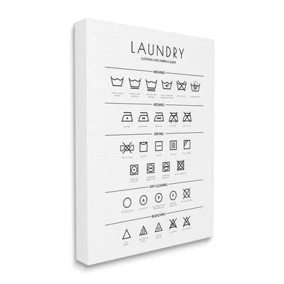 Laundry Cleaning Symbols Minimal Design by Martina Pavlova - Textual Art Print Gracie Oaks Format: Wrapped Canvas, Size: 20x22 H