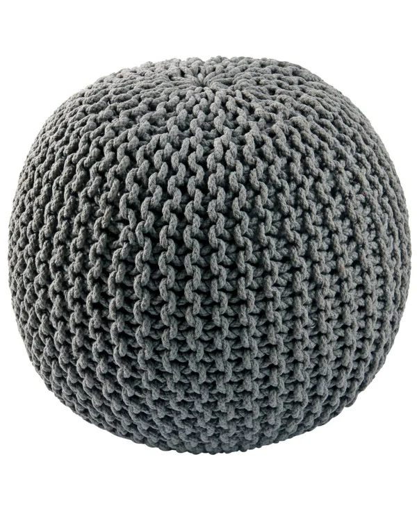 Pouf Ottoman Cotton Rope - Off White, 16-inch, 18 x 18 x 16