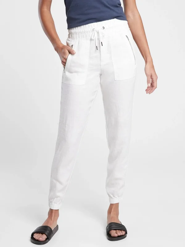 Athleta Women's Cabo Linen Jogger Calla Lily Size 0