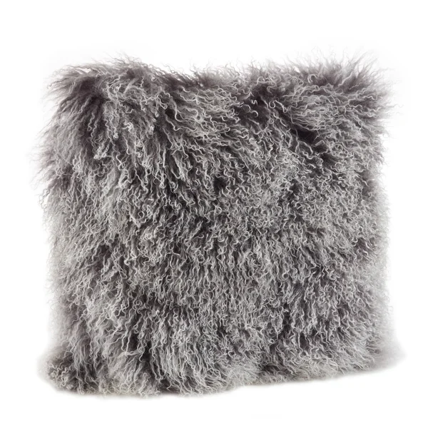 SARO LIFESTYLE 3564.R20S Mongolian Lamb Fur Down Filled Throw Pillow - Red, 20x22 x 20x22