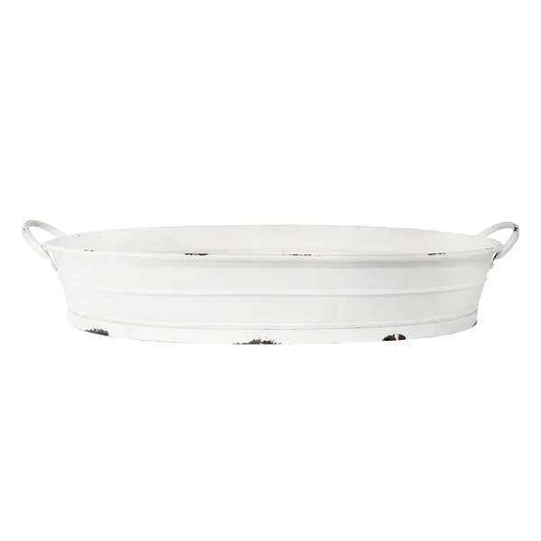 Oval Distressed Metal Tray with Handles (Black)