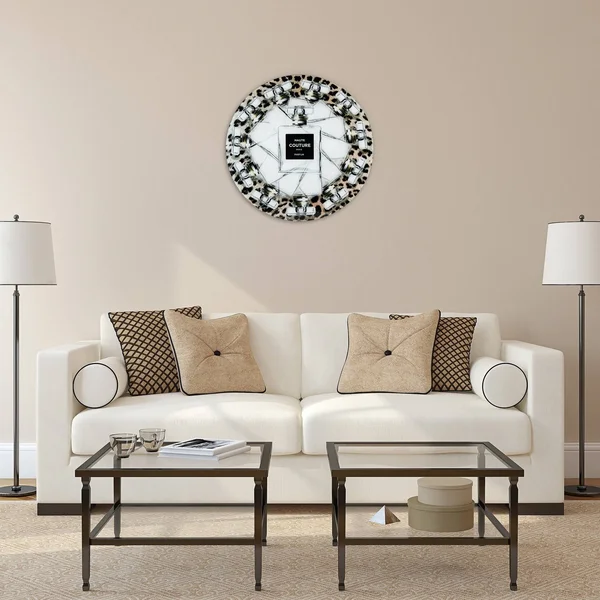 Empire Art Direct Haute Couture Frameless Free Floating Tempered Glass Round Graphic Wall Art, 20 inch x 20 inch, Ready to Hang