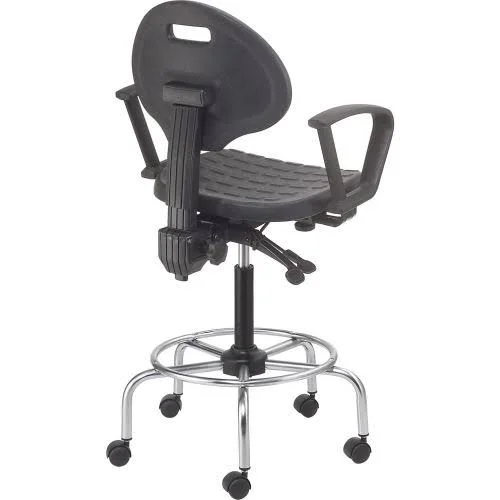 Shop Stool with Armrest - Polyurethane - 4 Way Adjustable - Black