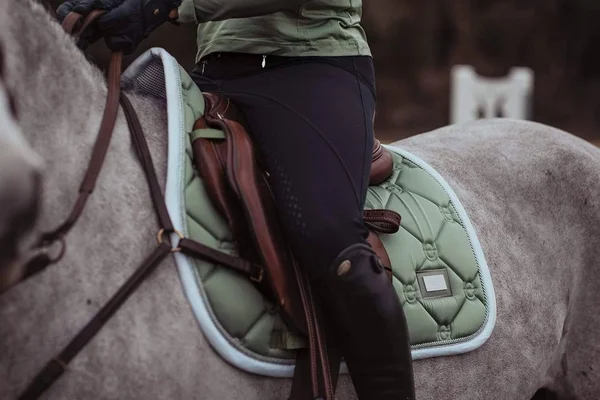 Equestrian Stockholm Premium Jump Saddle Pad - Pistachio/White