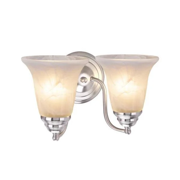 Aspen Creative 62134, Two-Light Metal Bathroom Vanity Wall Light Fixture, 12x22 Wide, Transitional Design in Brushed Nickel with