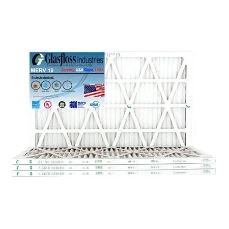 Glasfloss 12x30x1 - MERV 10 - (QTY: 4) - Pleated Furnace Air Filter Made in USA