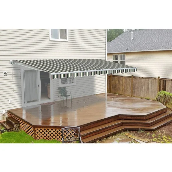 Aleko FAB20X10MSTRGR58 Retractable Awning Fabric Replacement 20 x 10 Feet Multi-Stripe Green