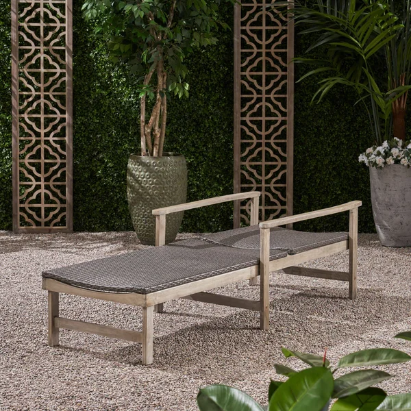 78.75x22 Gray and Black Contemporary Outdoor Patio Chaise Lounge