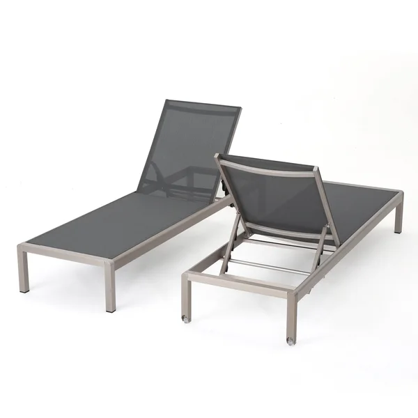 Crested Bay Patio Furniture Outdoor Mesh Chaise Lounge (Dark Grey) (Qty of 2)