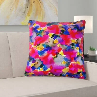 Couch Floral Color I Throw Pillow East Urban Home Color: Red/Orange/Blue - Size: 16x22 x 16x22