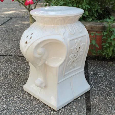 Bungalow Rose Burleson Elephant Ceramic Garden Stool, White