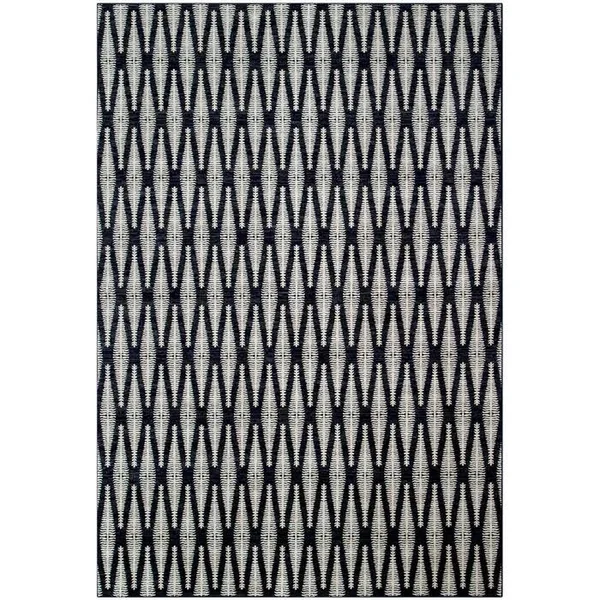 Benzara 90 x 63 inch Power Loomed Fabric Rug with Diamond Pattern, Gray and Black