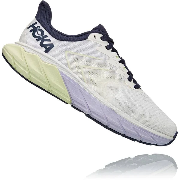 Hoka Women's Arahi 5 Road Running Shoes in Blanc De Blanc/Outer Space, Size 5