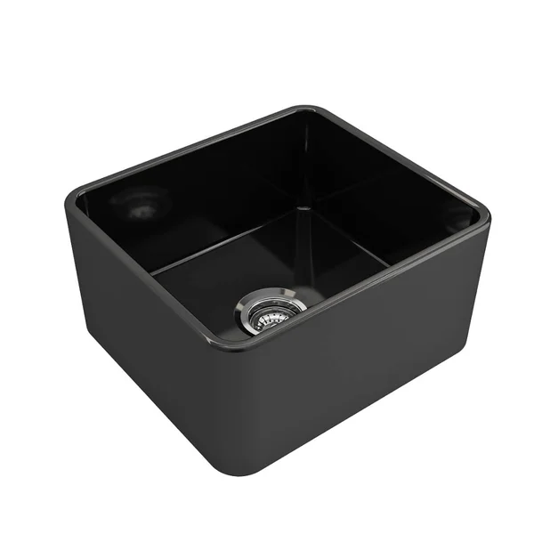 BOCCHI Classico Farmhouse Apron Front Fireclay 20x22 Single Bowl Kitchen Sink with Protective Bottom Grid and Strainer - Black