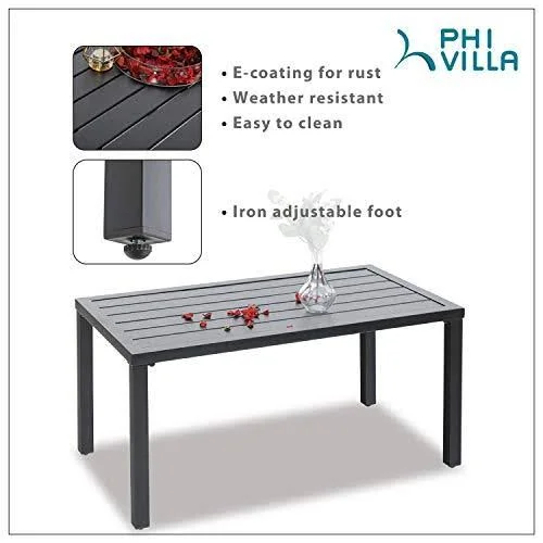 Phi Villa Metal 4 Piece Outdoor Patio Furniture Padded Conversation Set with 1 Loveseat, 2 Chairs, 1 Coffee Table & 4 Free P