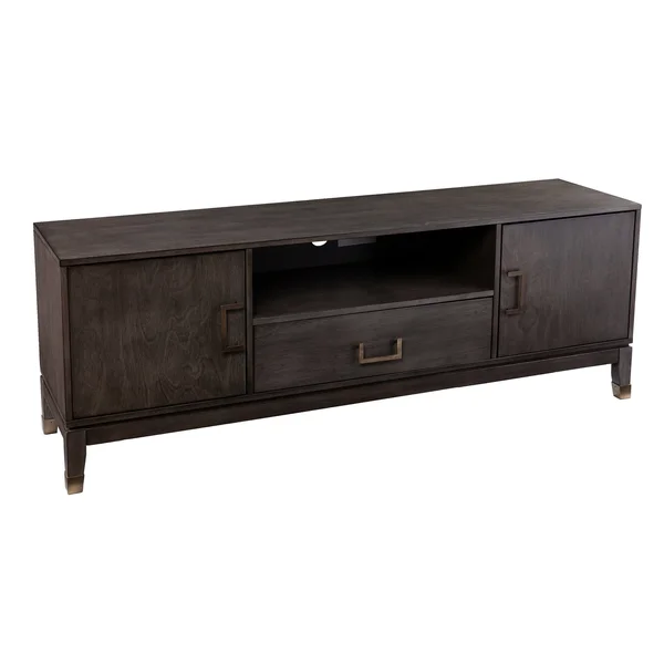 The Gray Barn BarLock Transitional Brown Wood Media Stand - Graywash