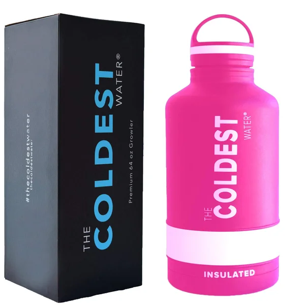 The Coldest Water Bottle 64 oz Wide Mouth Vacuum Insulated Stainless Steel Hydro Travel Mug - Ice Cold Up to 36 Hrs/Hot 13 Hrs D, 11.6 x 5 x 5 inches
