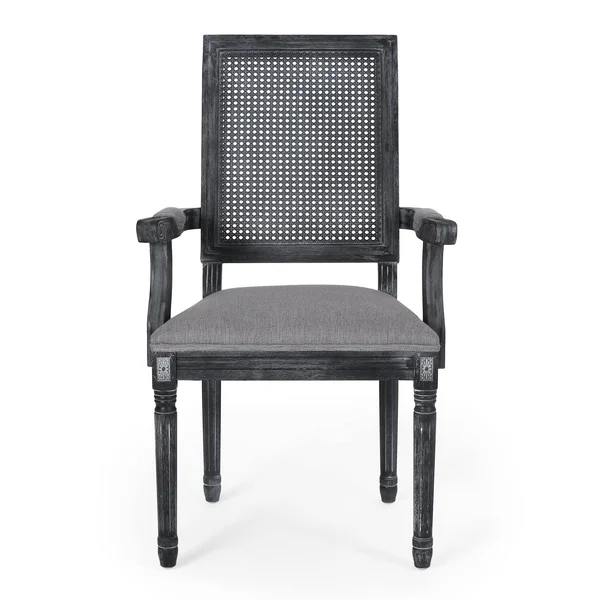 Set of 4 Maria French Country Wood and Cane Upholstered Dining Chairs Gray - Christopher Knight Home