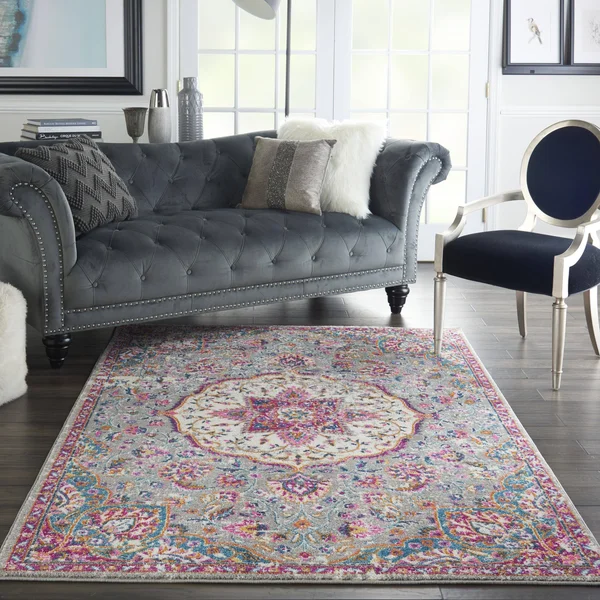 Nourison Passion PSN22 Area Rug, Grey/Multi, 8& Round