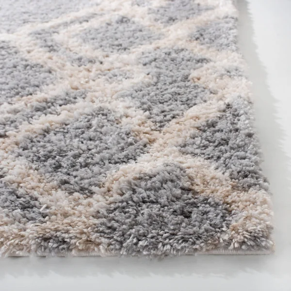 Safavieh Berber Shag Rug Collection BER213G - Grey, Cream - 8& x 8& Round