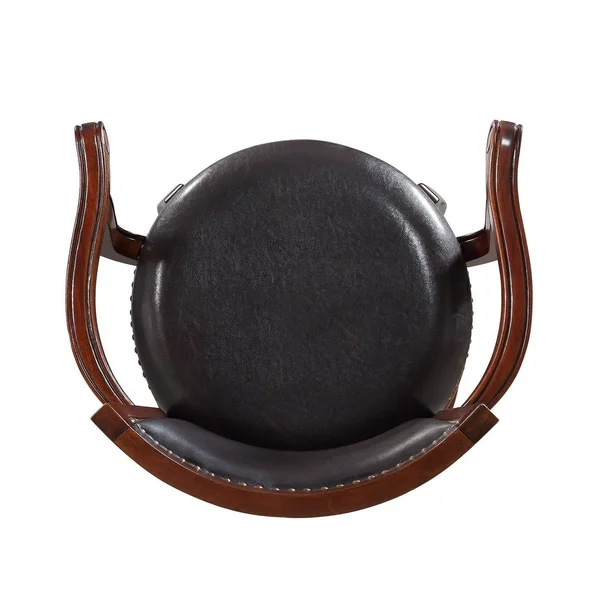 Swivel Barstool with Sleek Rolled Arms and Nailhead Accents - Brown, Saltoro Sherpi