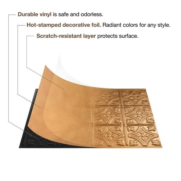 Fasade Traditional Style/Pattern 1 Decorative Vinyl 18in x 24in Backsplash Panel in Copper Fantasy (5 Pack)