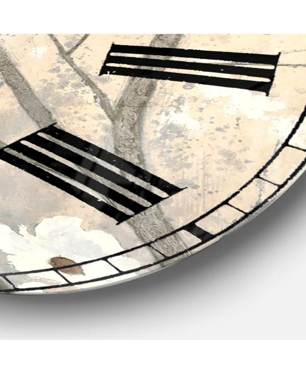Designart 'Brown Onn Grey Blossoms' Traditional Wall Clock, Size: 38 inch x 38 inch
