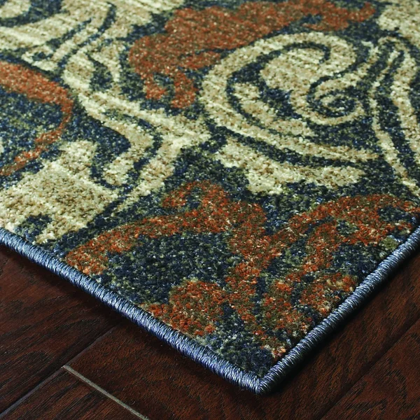 Oriental Weavers Pasha 8022K Blue/ Rust Area Rug 5& 3x22 x 7& 6x22