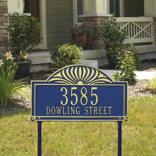 Whitehall Sunburst 2 Line Lawn Plaque Bronze/Gold Letters