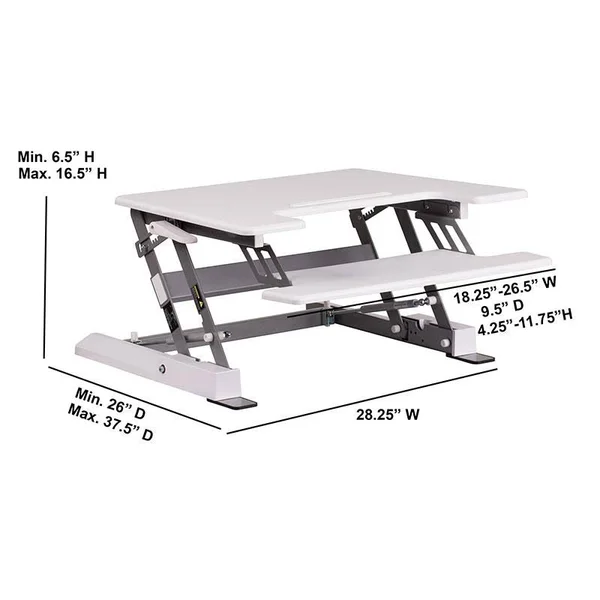 28x22W Sit-Stand Height Adjustable Ergonomic Desk White