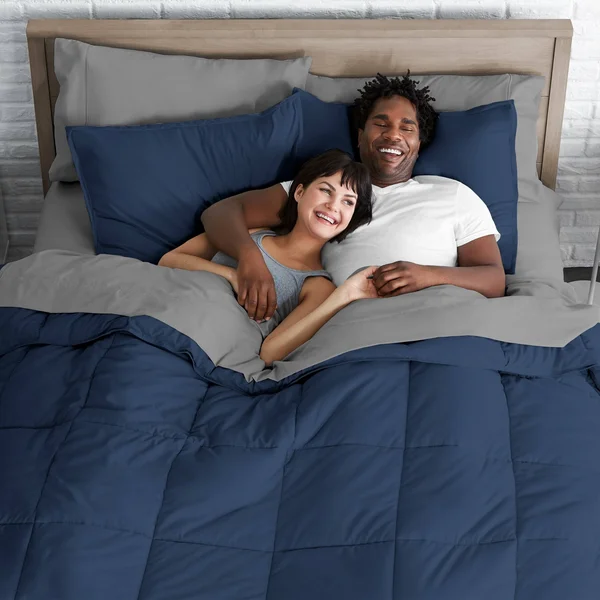 Bare Home Bed-in-a-Bag Down Alternative Comforter & Sheet Set - Comforter Set: Grey, Sheet Set: White - Twin XL