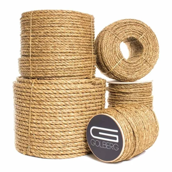 Golberg Manila Rope - Heavy Duty 3 Strand Natural Fiber - 1/4 inch, 5/16 inch, 3/8 inch, 1/2 inch, 5/8 inch, 3/4 inch, 1 inch, 2