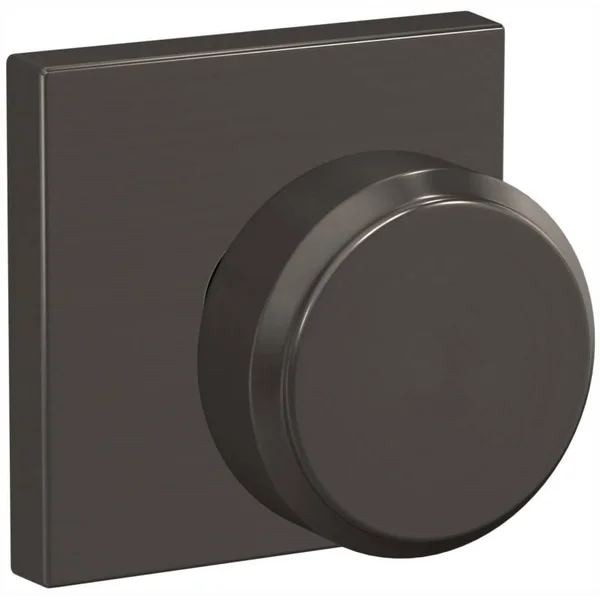 Schlage Custom Bowery Two-Sided Dummy Door Knobset with Collins Trim - Black Stainless - FC172BWE530COL