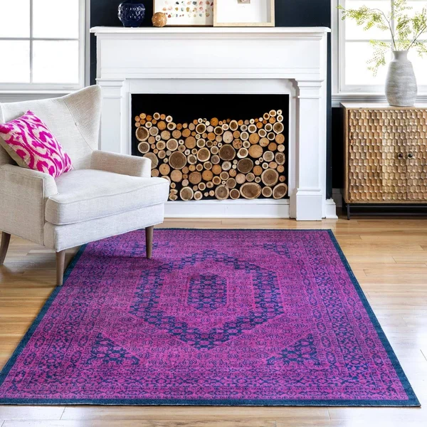 nuLOOM Freda Vintage Floral Garden Pink 4& x 6& Area Rug