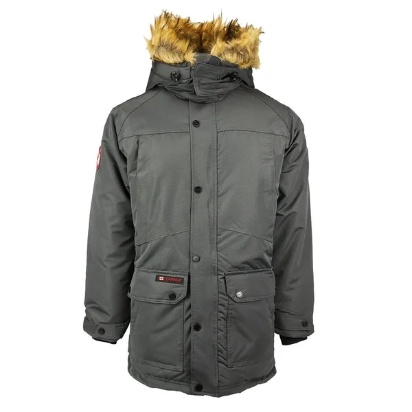 Canada Weather Gear Men's Fur Trim Hooded Parka Jacket Charcoal - XL