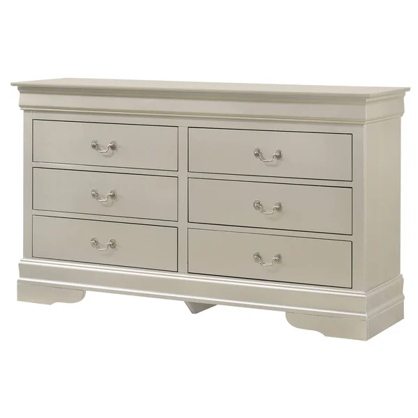 Glory Furniture Louis Phillipe 6 Drawer Dresser in Cherry
