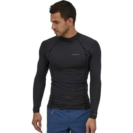 Men's Patagonia Long Sleeve R0 Top, Black/Forge Grey