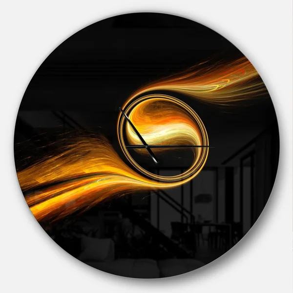 Designart 'Fractal 3D Dancing Yellow Design' Oversized Modern Wall Clock - 29 in. Wide x 29 in. High