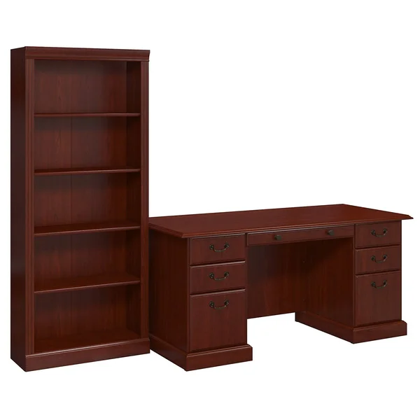 Kathy Ireland Home by Bush Furniture Bennington Manager's Desk and Bookcase
