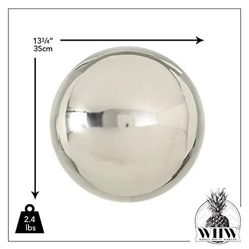 The Crosby Street Stainless Steel Gazing Ball for Garden and Home, 13 Inches in Diameter by Whole House Worlds