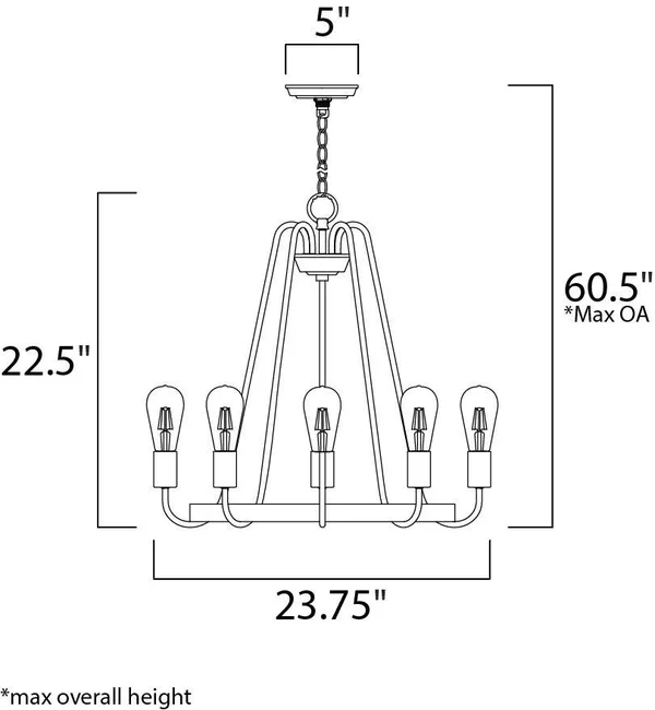 Maxim Lighting 11735BKSN Haven 5 Light Chandelier - Black, Satin Nickel