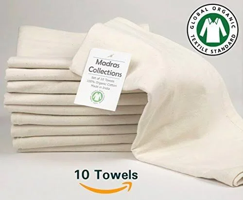 Madras Collections Organic Cotton Kitchen Vintage Flour Sack Kitchen Dish Towel - Commercial Restaurant Grade, Kitchen Towels, CR